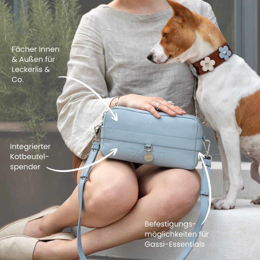 Cross-Body Walking Bag | Powder Blue Leather