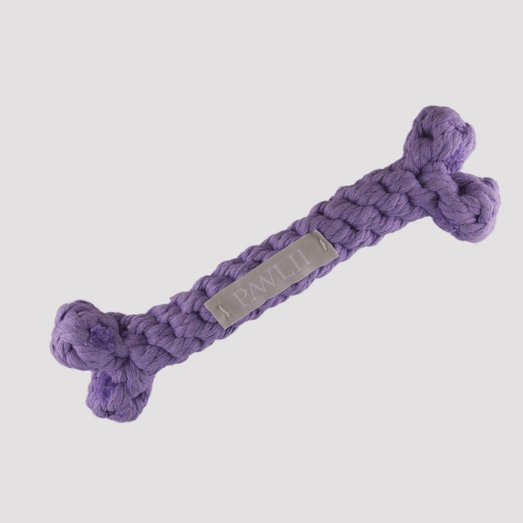 Purple bone-shaped rope toy