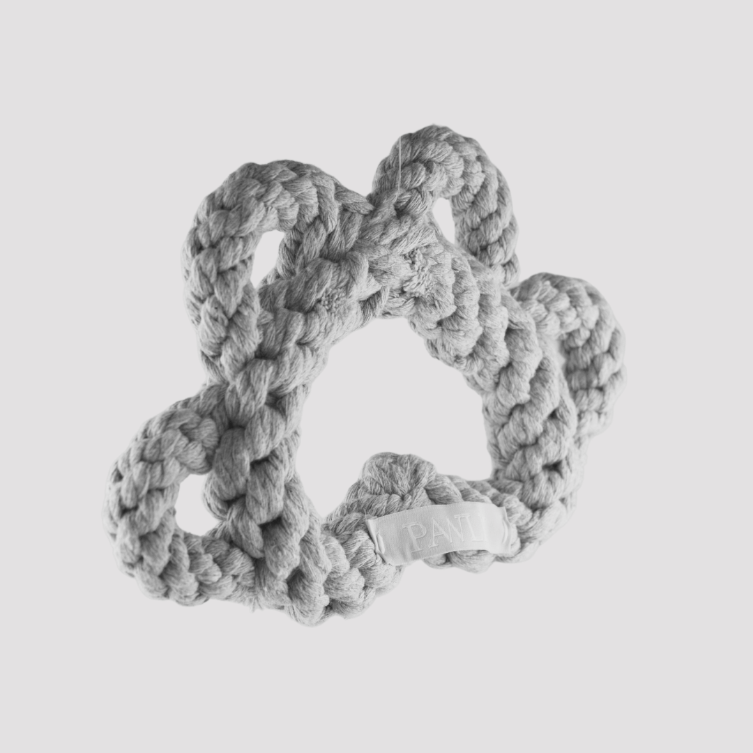 Grey paw-shaped rope toy