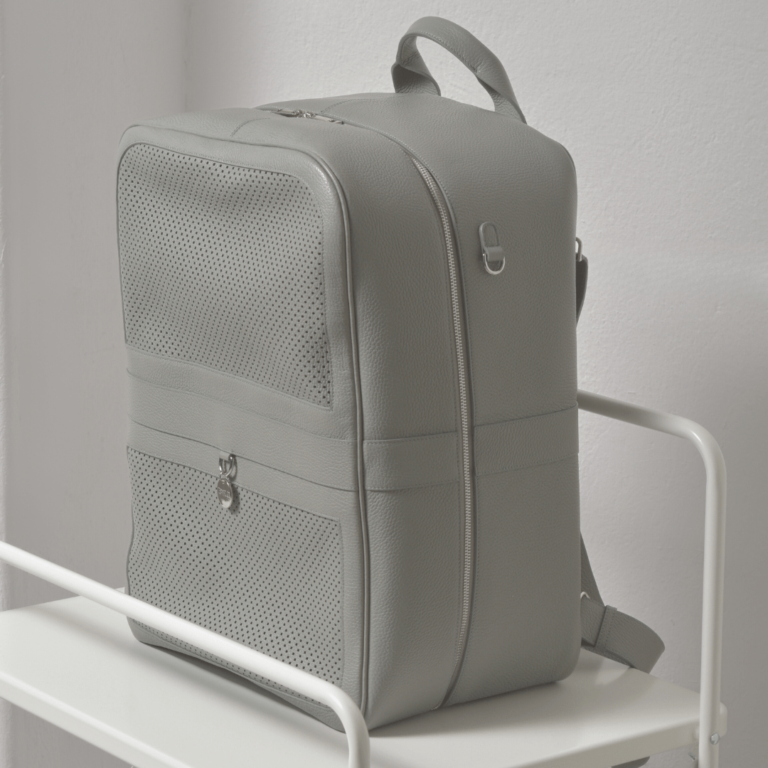 Hunderucksack | Steingraues Leder