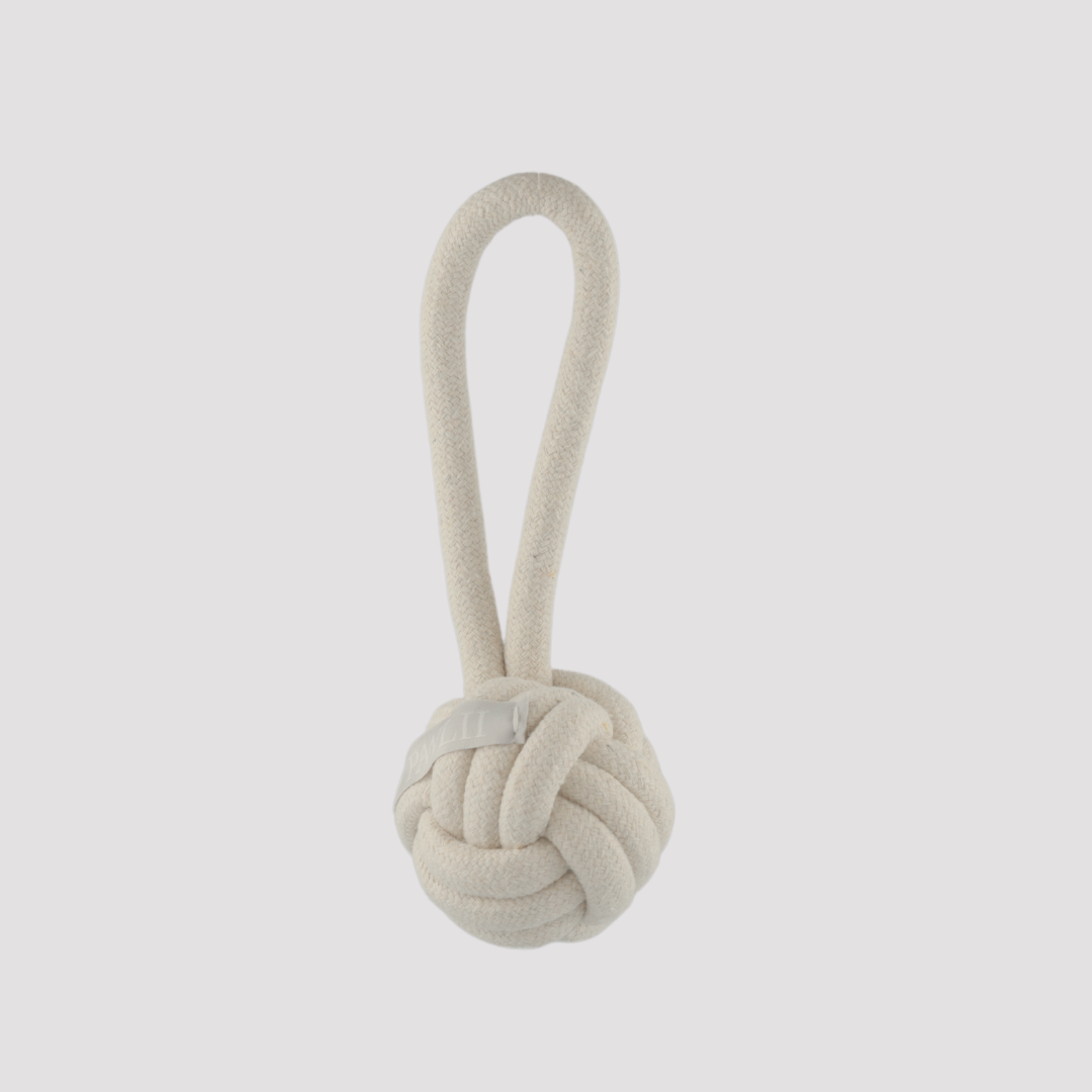 Chewing toy rope ball natural front