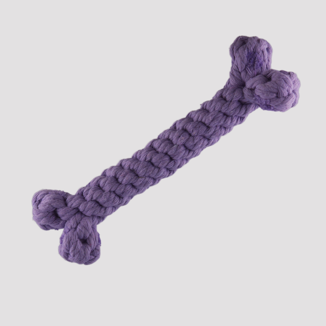 Purple bone-shaped rope toy