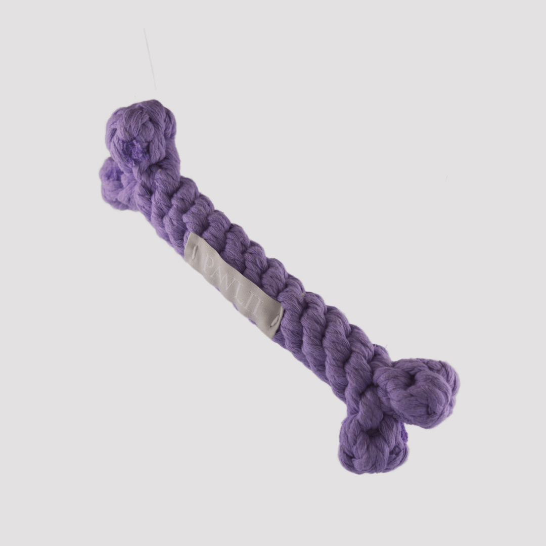 Purple bone-shaped rope toy