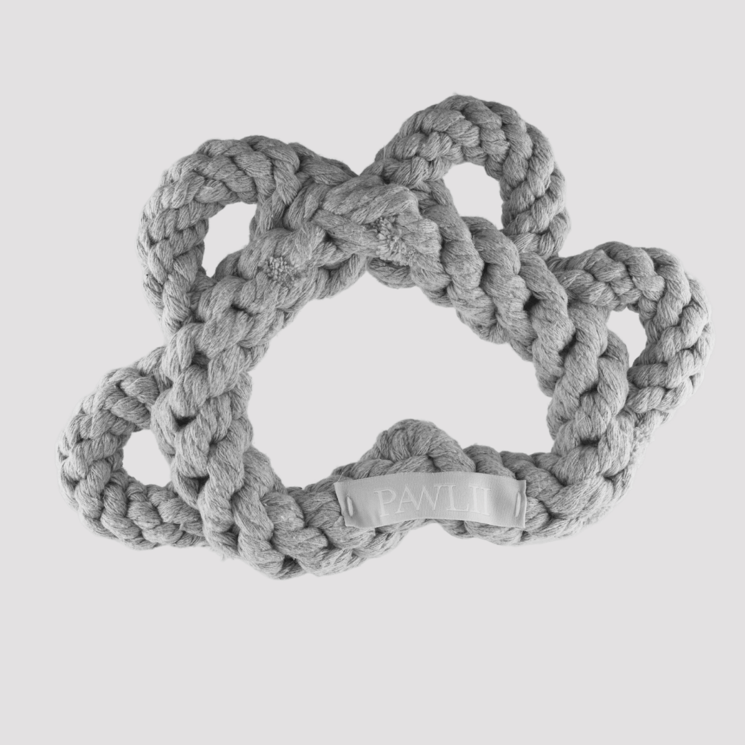 Grey paw-shaped rope toy